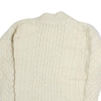 Womens Cream Coogie Style Jumper Cable Knit Button Neck Wool L Soft Knitwear