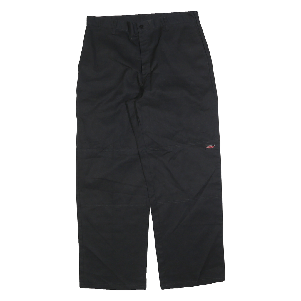 DICKIES Mens Cotton Blend Black Regular Straight Trousers W36 L32 Workwear Zip
