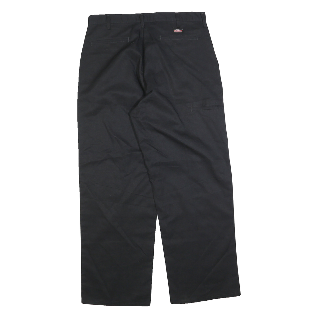 DICKIES Mens Cotton Blend Black Regular Straight Trousers W36 L32 Workwear Zip