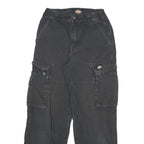 DICKIES Mens Cotton Blend Black Relaxed Cargo Trousers W24 L27 Workwear Zip