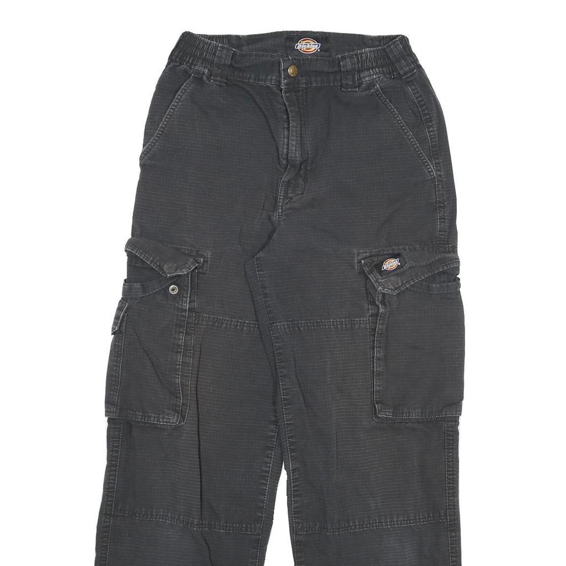 DICKIES Mens Cotton Blend Black Relaxed Cargo Trousers W24 L27 Workwear Zip