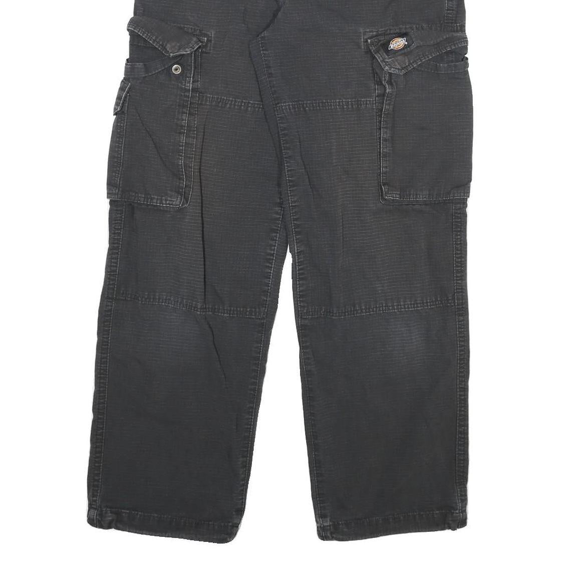 DICKIES Mens Cotton Blend Black Relaxed Cargo Trousers W24 L27 Workwear Zip