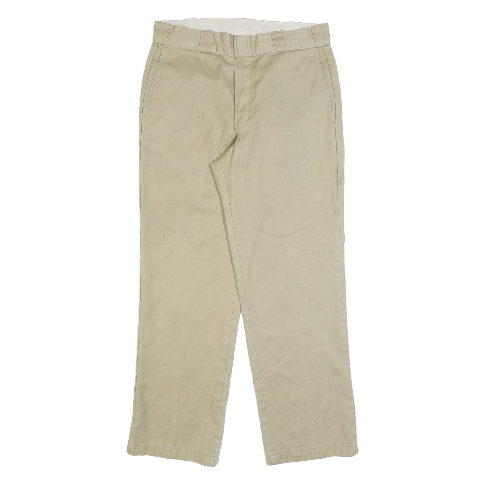 DICKIES Mens Cotton Blend Beige Regular Fit Straight Leg Trousers W32 L30