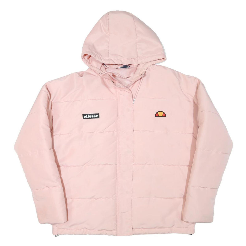 ELLESSE Womens Pink Hooded Jacket UK 10 Polyester Blend Zip Casual Puffer
