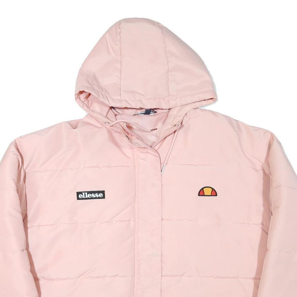 ELLESSE Womens Pink Hooded Jacket UK 10 Polyester Blend Zip Casual Puffer