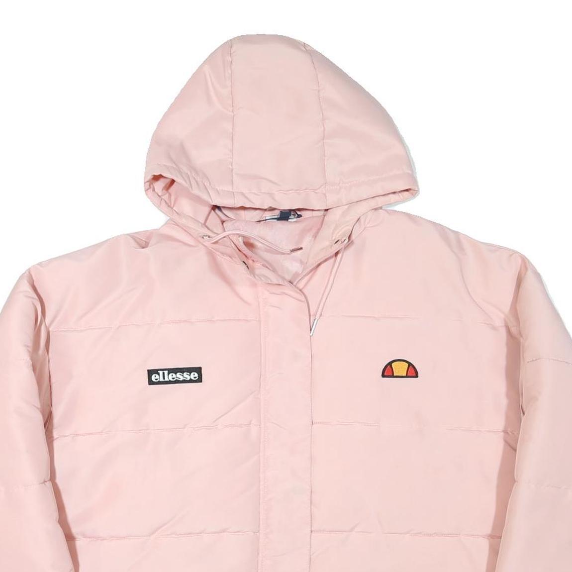 ELLESSE Womens Pink Hooded Jacket UK 10 Polyester Blend Zip Casual Puffer
