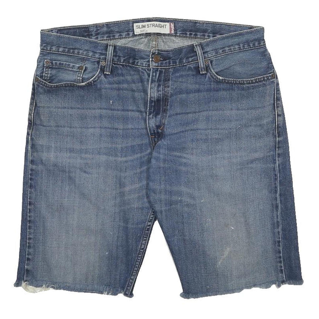 LEVI'S Mens Denim Blue Slim Straight Cut-Off Shorts XL W38 Casual Cotton
