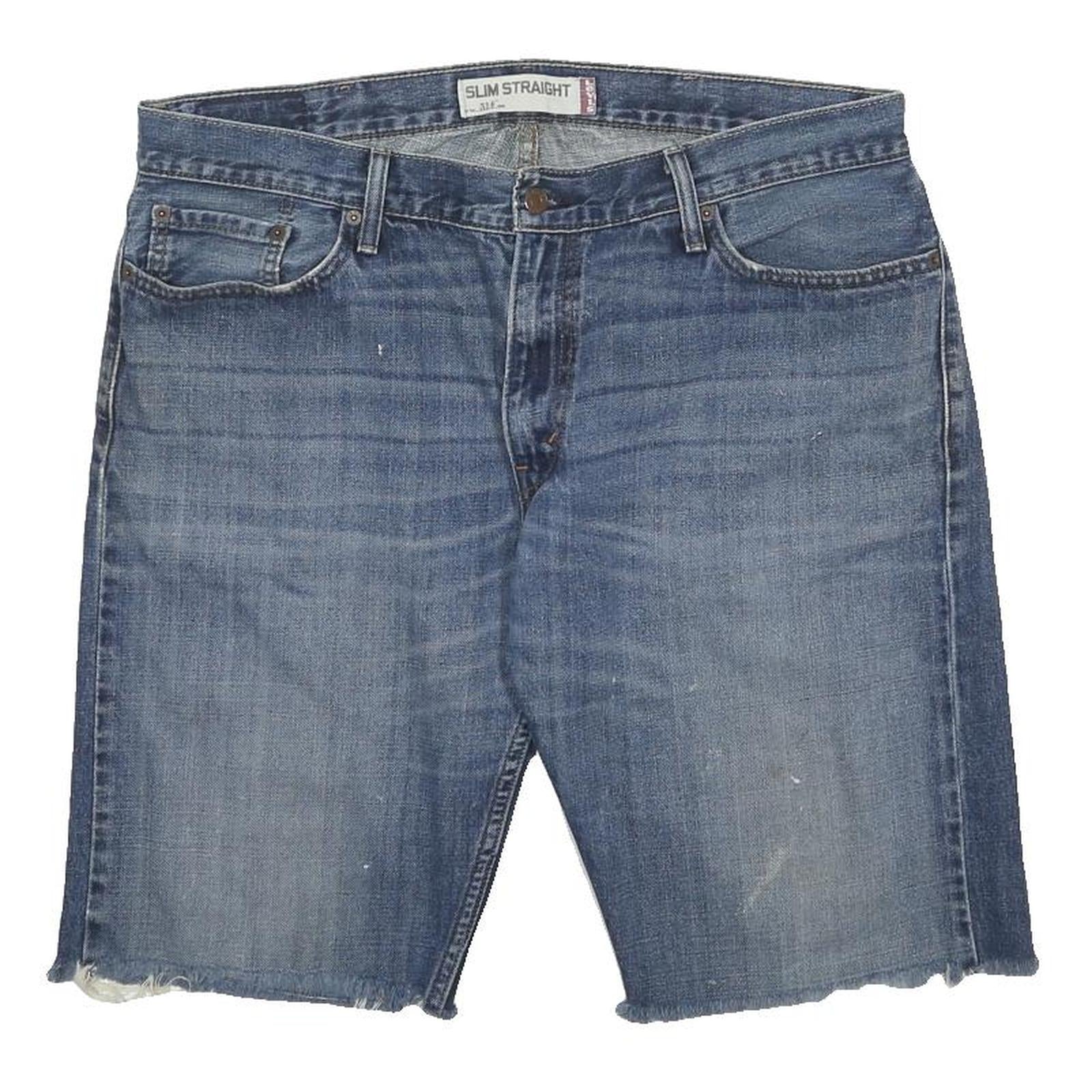 LEVI'S Mens Denim Blue Slim Straight Cut-Off Shorts XL W38 Casual Cotton