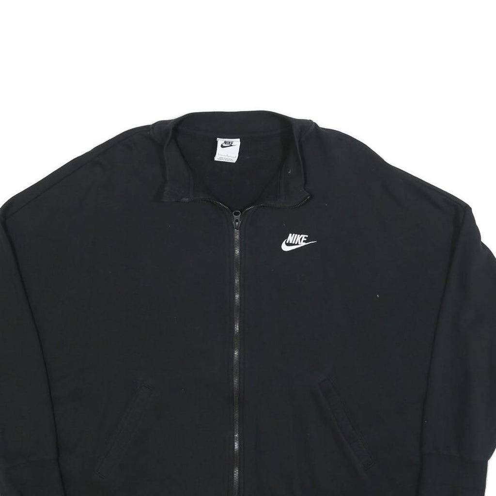 NIKE Womens Black Jacket L Cotton Blend Zip Plain Sportswear Sweatshirt