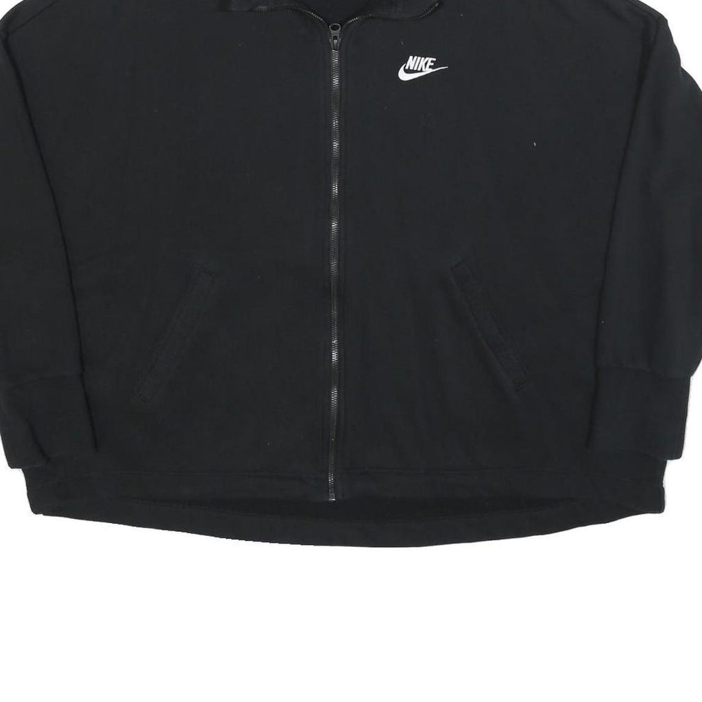NIKE Womens Black Jacket L Cotton Blend Zip Plain Sportswear Sweatshirt