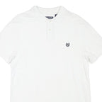 CHAPS Womens White Cotton Blend Short Sleeve Polo Shirt M Classic Fit
