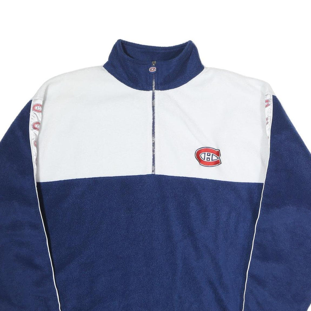 NHL Mens Blue & White Quarter Zip Polyester Jacket XL Team Logo Strip