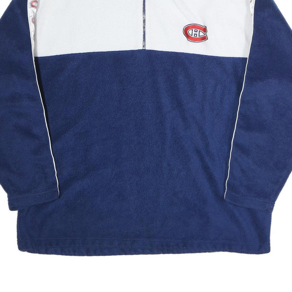 NHL Mens Blue & White Quarter Zip Polyester Jacket XL Team Logo Strip