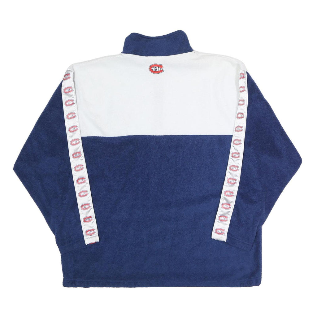 NHL Mens Blue & White Quarter Zip Polyester Jacket XL Team Logo Strip