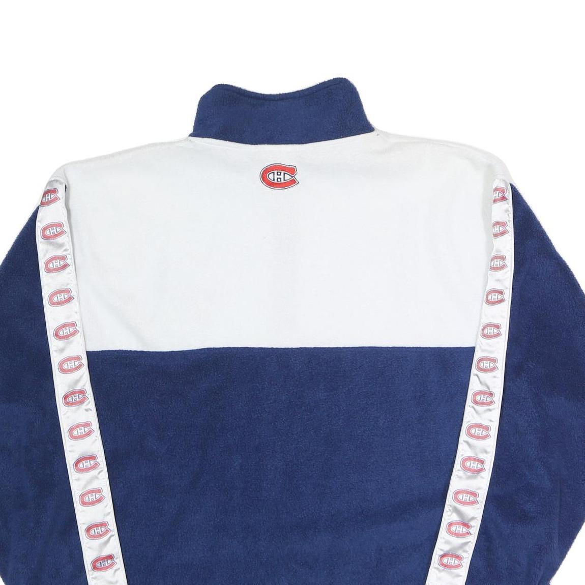 NHL Mens Blue & White Quarter Zip Polyester Jacket XL Team Logo Strip