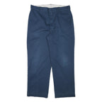 DICKIES Mens Cotton Blend Navy Blue Regular Fit Straight Leg Trousers W35 L28