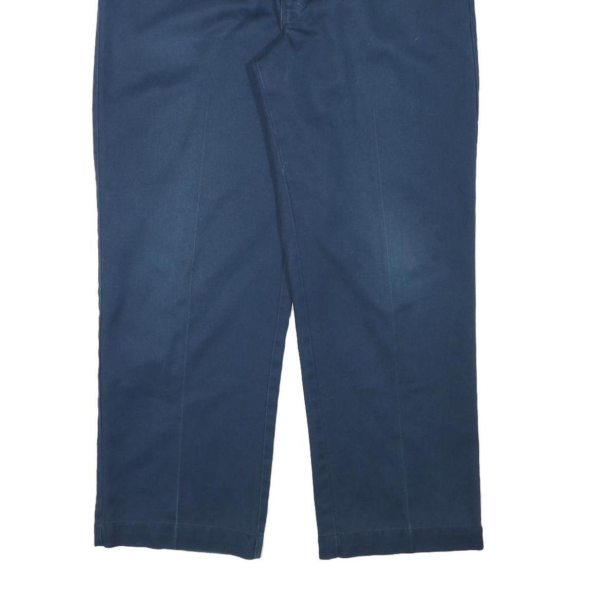 DICKIES Mens Cotton Blend Navy Blue Regular Fit Straight Leg Trousers W35 L28