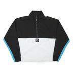 DKNY Womens Black & White Sweatshirt Collar L Zip Pullover Colourblock Long
