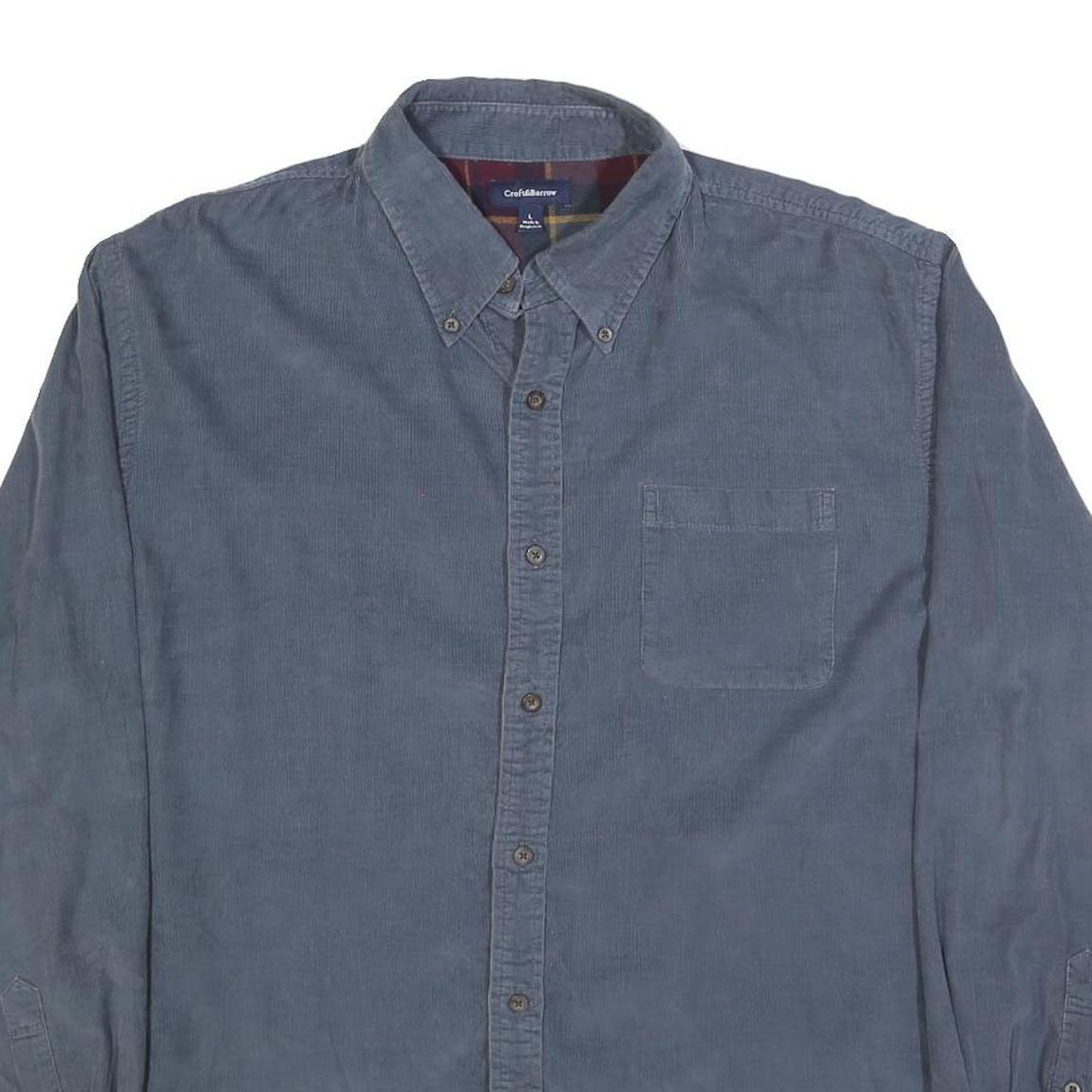 CROFT & BARROW Mens Blue Cotton Blend Shirt L Button Down Collar Long Sleeve