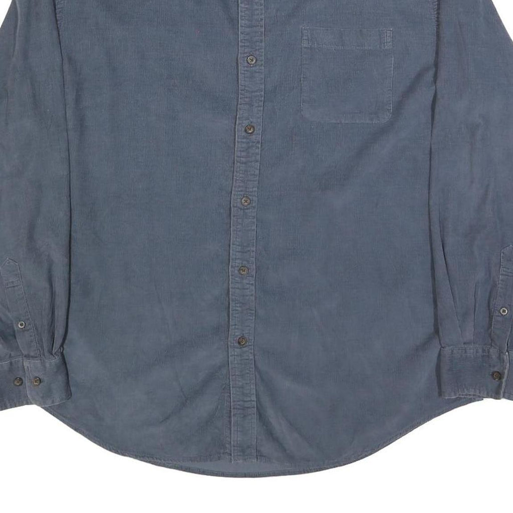 CROFT & BARROW Mens Blue Cotton Blend Shirt L Button Down Collar Long Sleeve