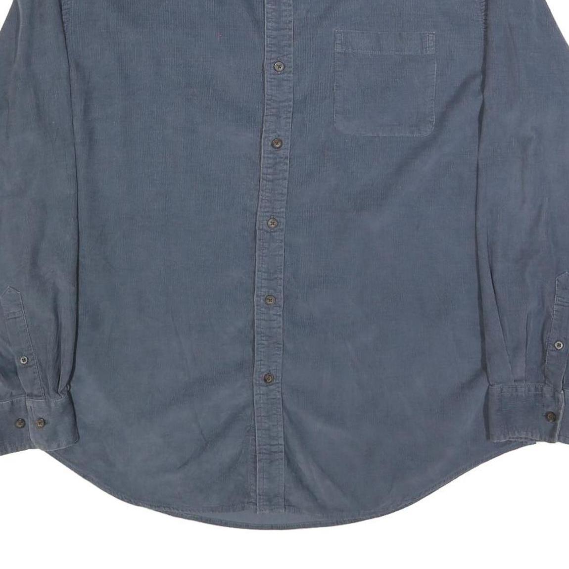 CROFT & BARROW Mens Blue Cotton Blend Shirt L Button Down Collar Long Sleeve