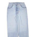 WALLEES Womens Relaxed Jeans Denim Light W26 L29 Aztec Trim Button Closure