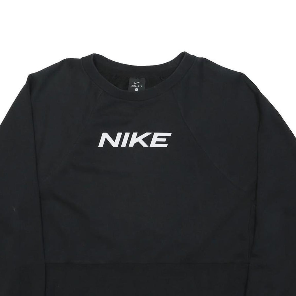 NIKE Womens Black Crop Crew Neck Sweatshirt M Cotton Blend Sportswear