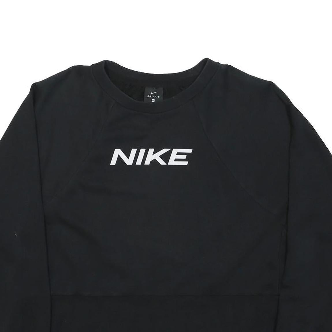 NIKE Womens Black Crop Crew Neck Sweatshirt M Cotton Blend Sportswear