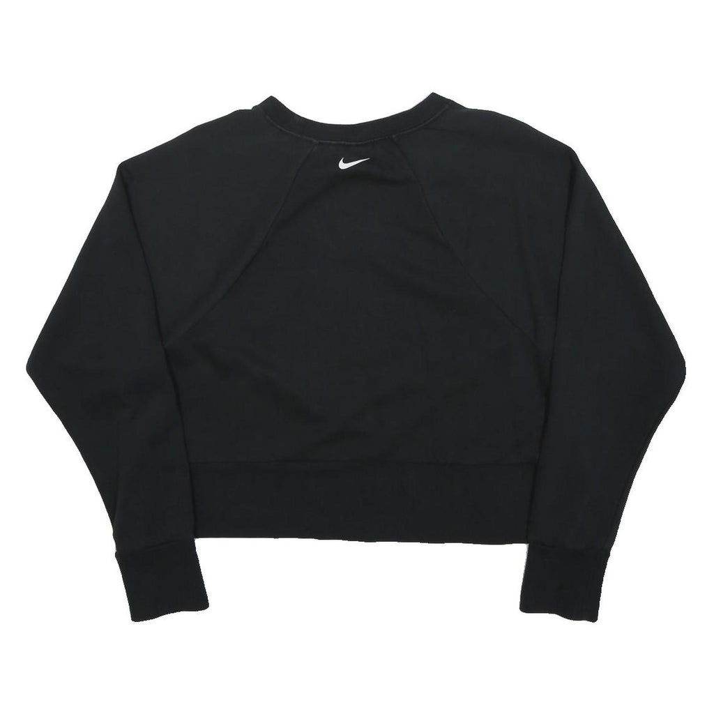 NIKE Womens Black Crop Crew Neck Sweatshirt M Cotton Blend Sportswear