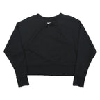 NIKE Womens Black Crop Crew Neck Sweatshirt M Cotton Blend Sportswear