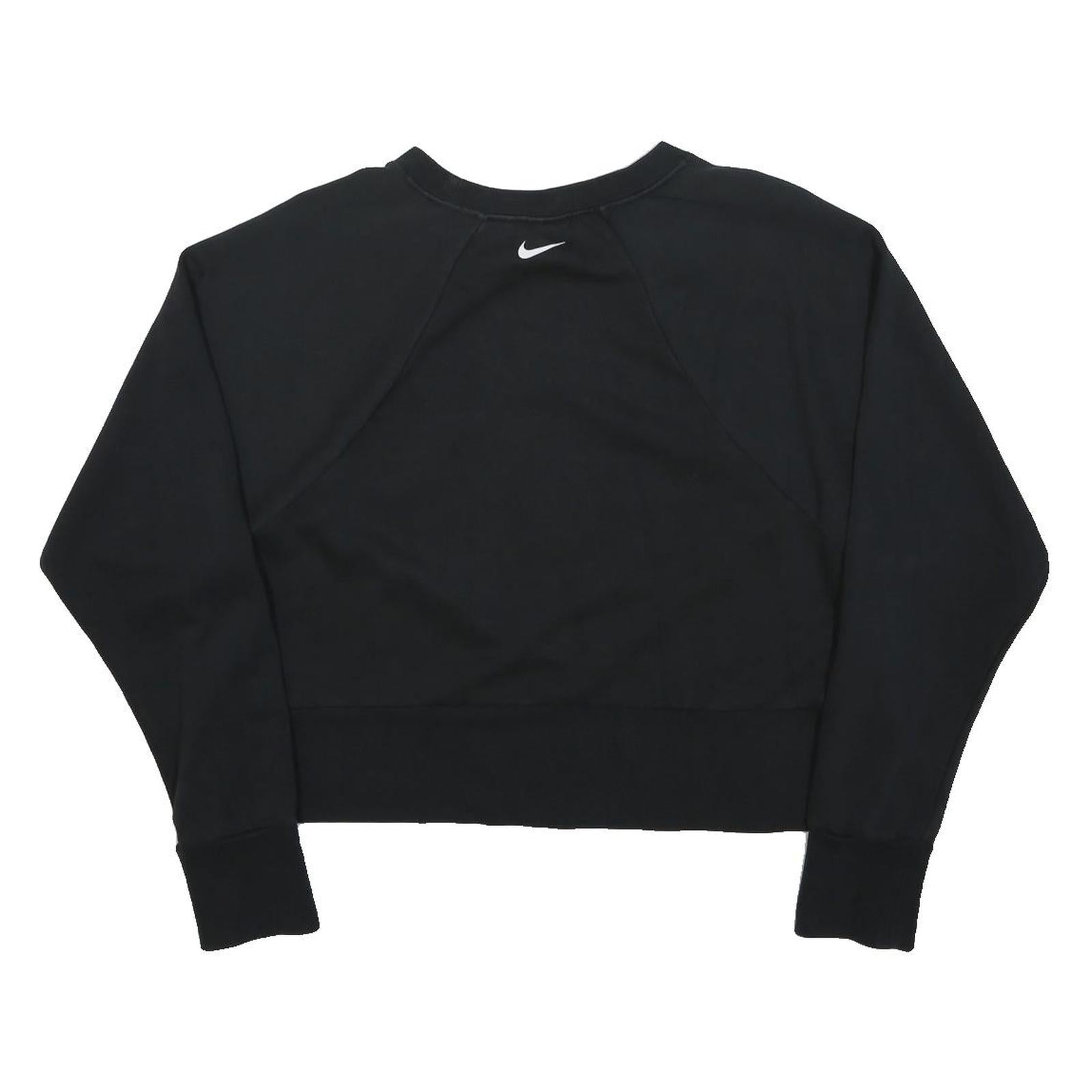 NIKE Womens Black Crop Crew Neck Sweatshirt M Cotton Blend Sportswear
