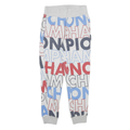 CHAMPION Mens Joggers Grey Blue & Red Cotton Blend M W28 L28 Printed Logo Casual