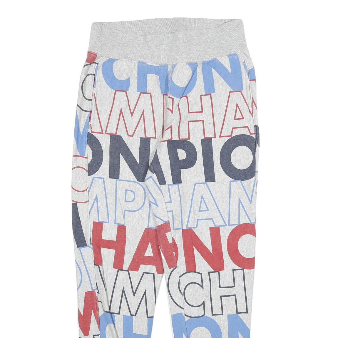 CHAMPION Mens Joggers Grey Blue & Red Cotton Blend M W28 L28 Printed Logo Casual