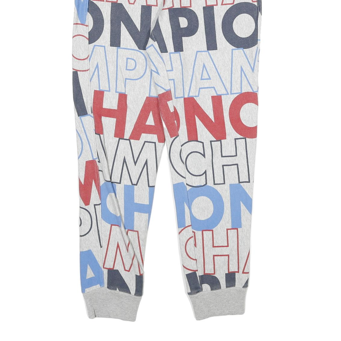 CHAMPION Mens Joggers Grey Blue & Red Cotton Blend M W28 L28 Printed Logo Casual