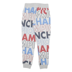CHAMPION Mens Joggers Grey Blue & Red Cotton Blend M W28 L28 Printed Logo Casual