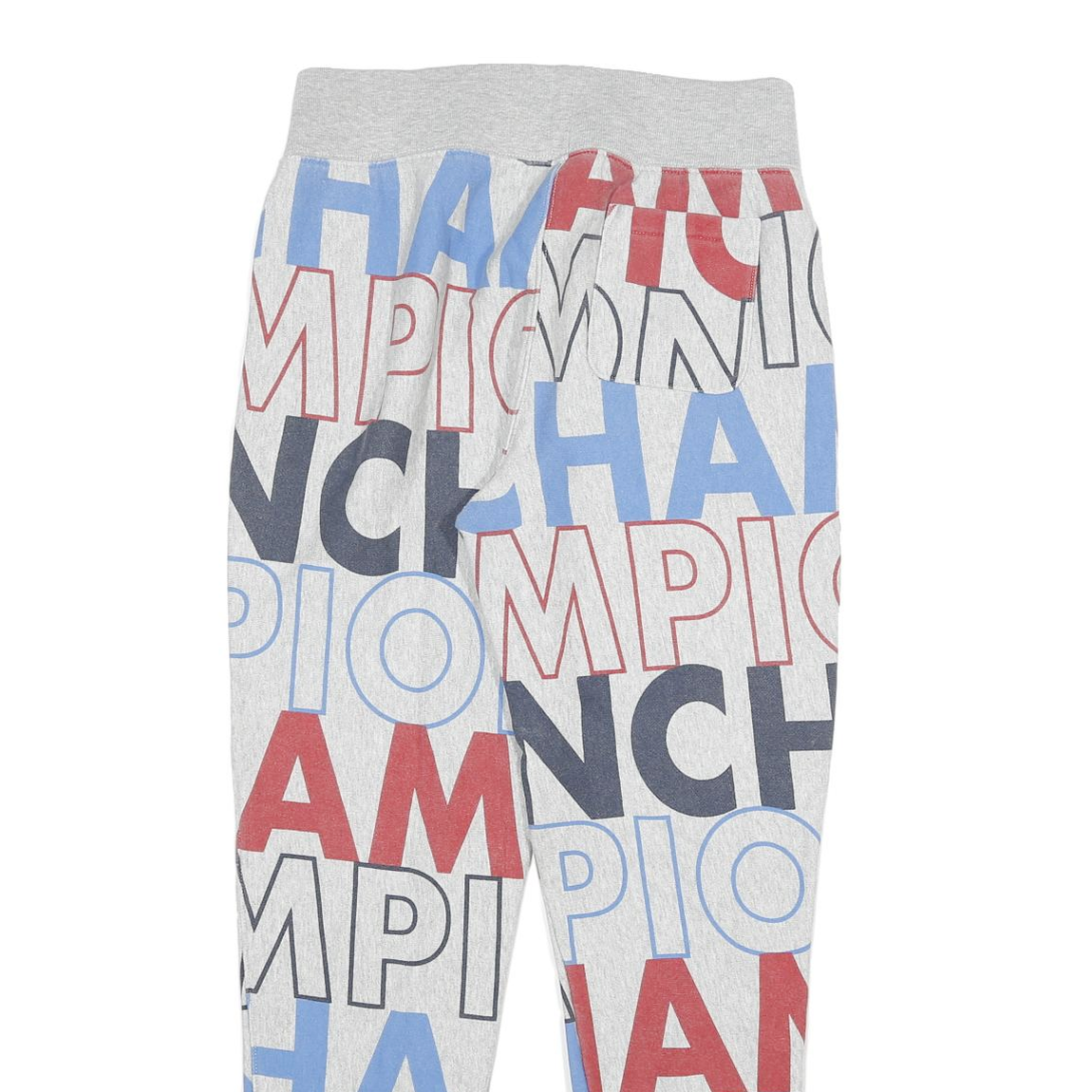 CHAMPION Mens Joggers Grey Blue & Red Cotton Blend M W28 L28 Printed Logo Casual