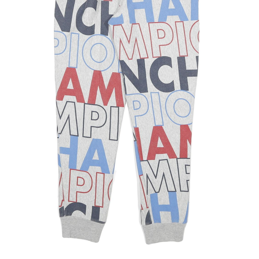 CHAMPION Mens Joggers Grey Blue & Red Cotton Blend M W28 L28 Printed Logo Casual