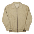 Mens Beige Cotton Blend Zip Jacket S Classic Casual Lightweight Plain