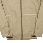 Mens Beige Cotton Blend Zip Jacket S Classic Casual Lightweight Plain