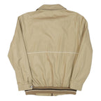 Mens Beige Cotton Blend Zip Jacket S Classic Casual Lightweight Plain