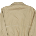 Mens Beige Cotton Blend Zip Jacket S Classic Casual Lightweight Plain