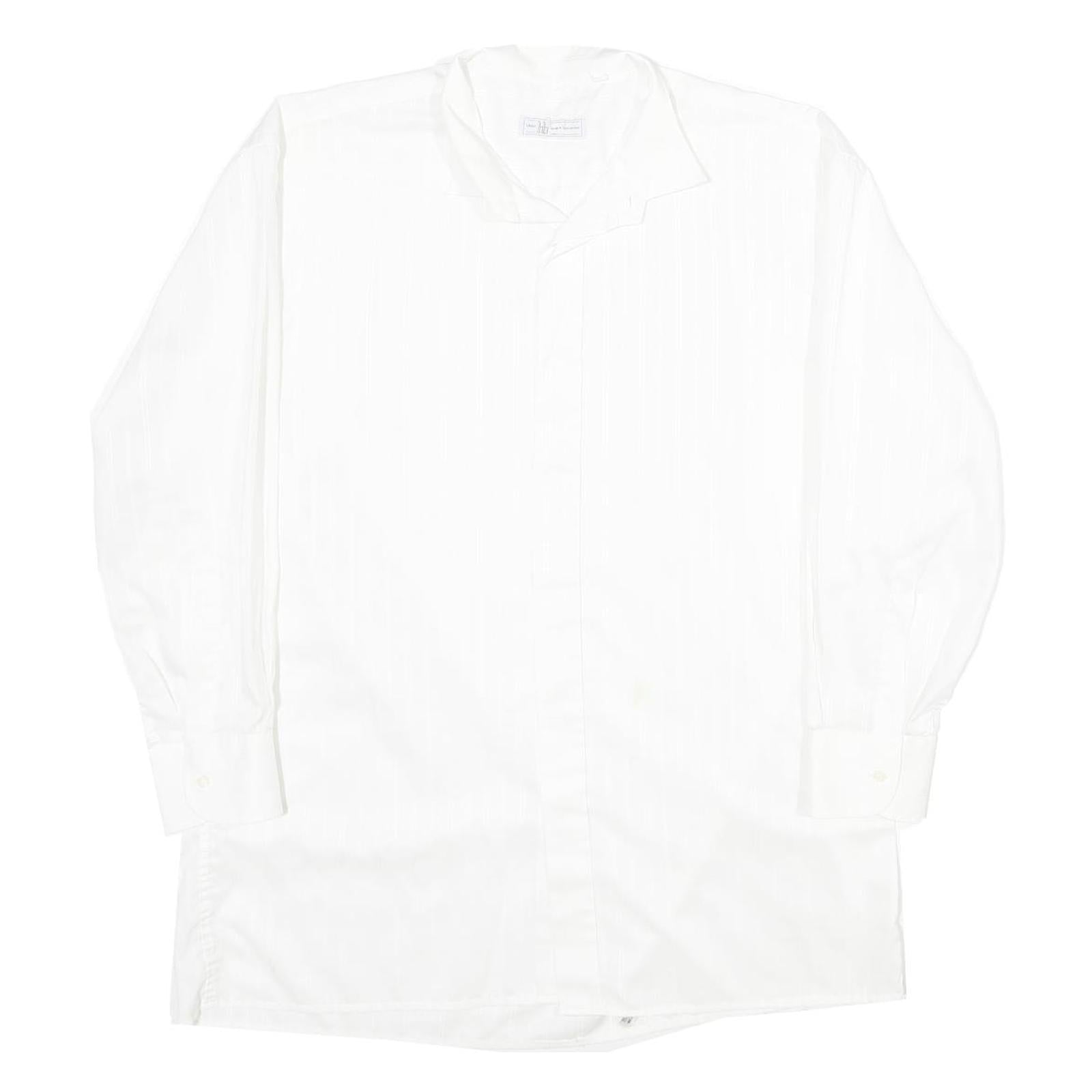 LILO Mens White Shirt L Classic Cotton Button Down Long Sleeve Plain