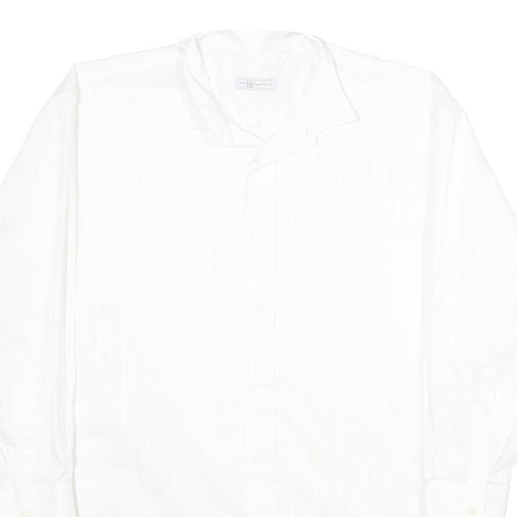 LILO Mens White Shirt L Classic Cotton Button Down Long Sleeve Plain