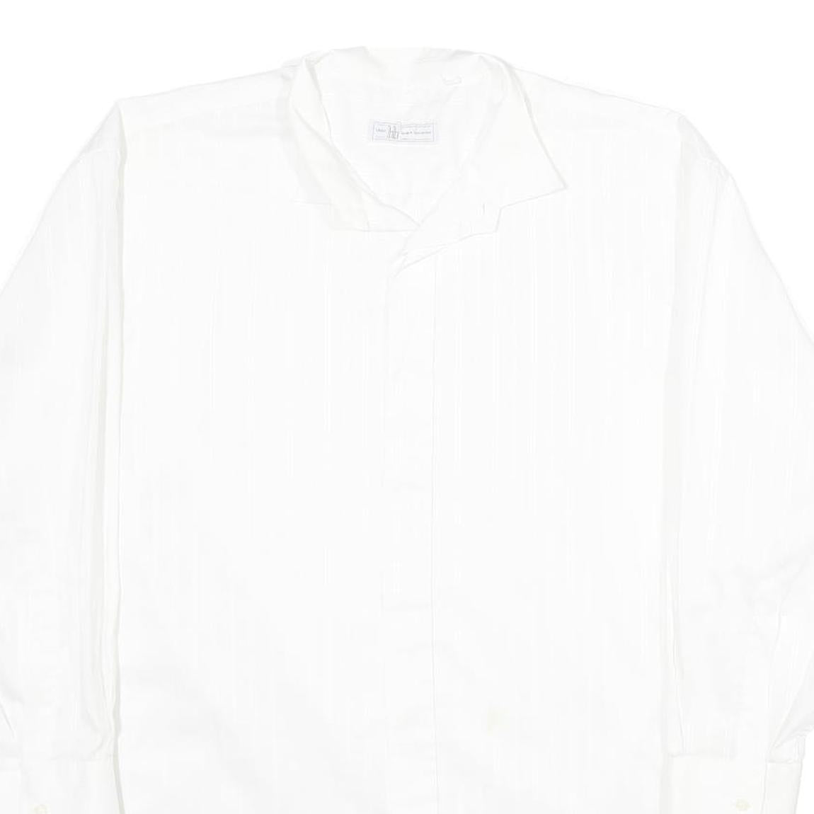 LILO Mens White Shirt L Classic Cotton Button Down Long Sleeve Plain