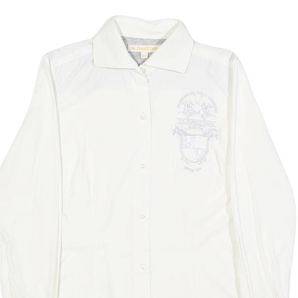 LA MARTINA Womens White Cotton Blend Shirt XS Embroidered Logo Button-Up