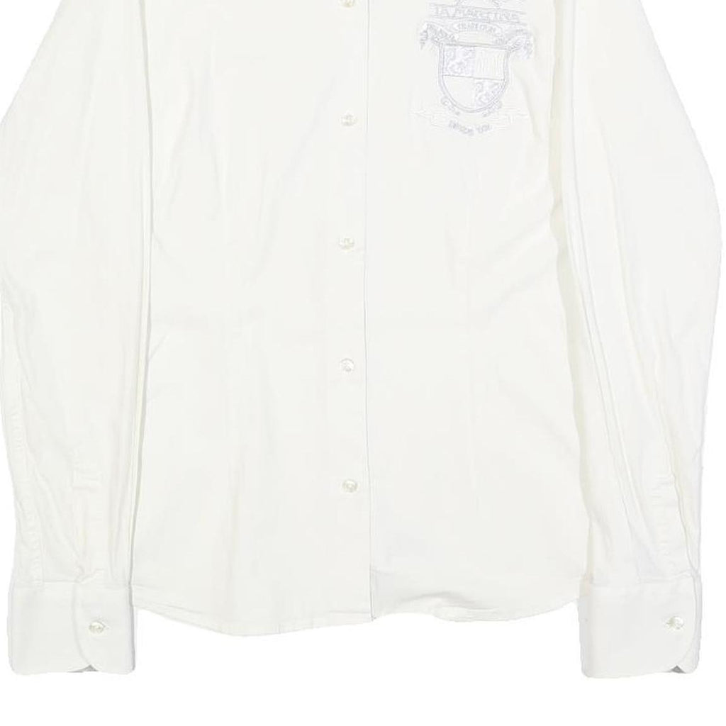 LA MARTINA Womens White Cotton Blend Shirt XS Embroidered Logo Button-Up