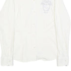 LA MARTINA Womens White Cotton Blend Shirt XS Embroidered Logo Button-Up