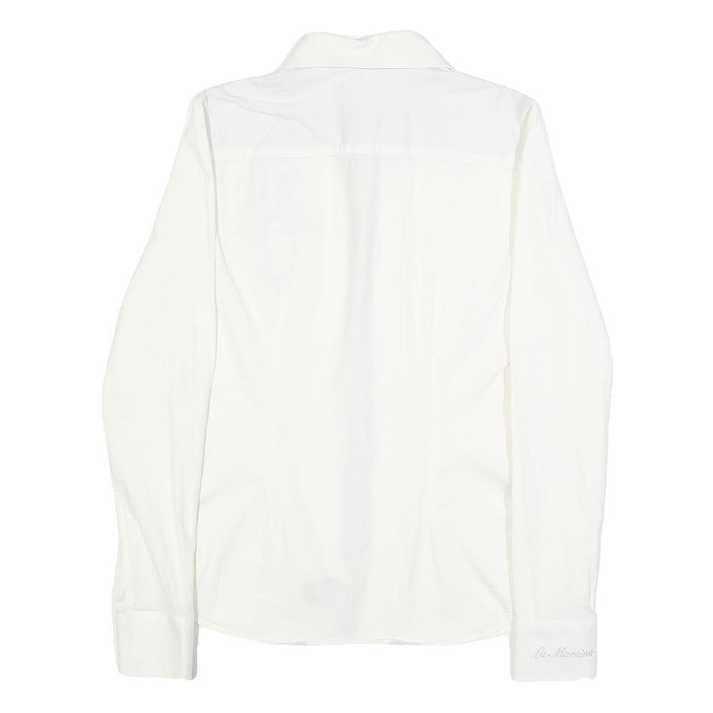 LA MARTINA Womens White Cotton Blend Shirt XS Embroidered Logo Button-Up