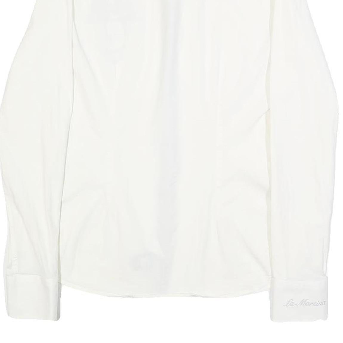 LA MARTINA Womens White Cotton Blend Shirt XS Embroidered Logo Button-Up
