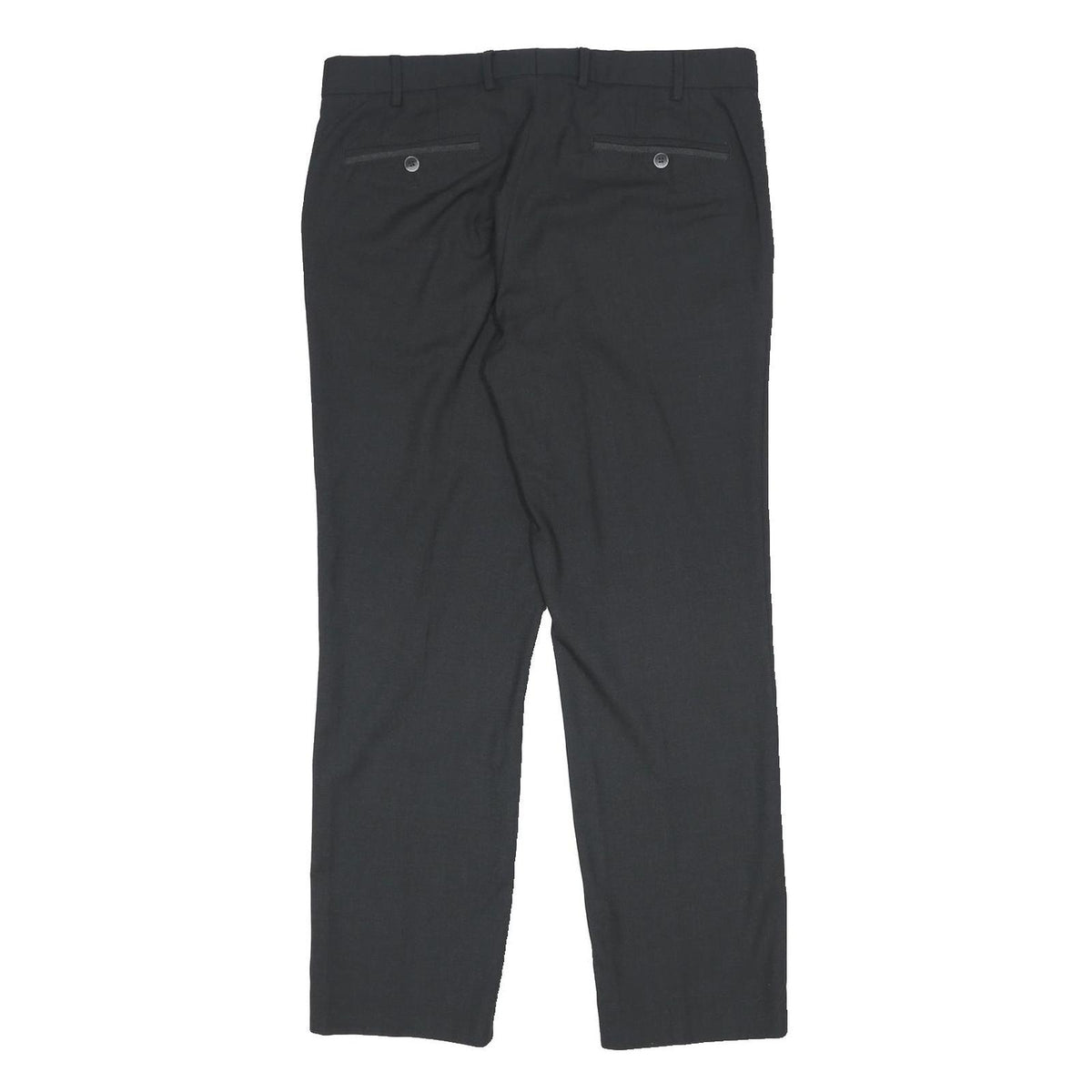 MEYER Mens Wool Blend Regular Fit Black Trousers W34 L29 Formal Smart Zip